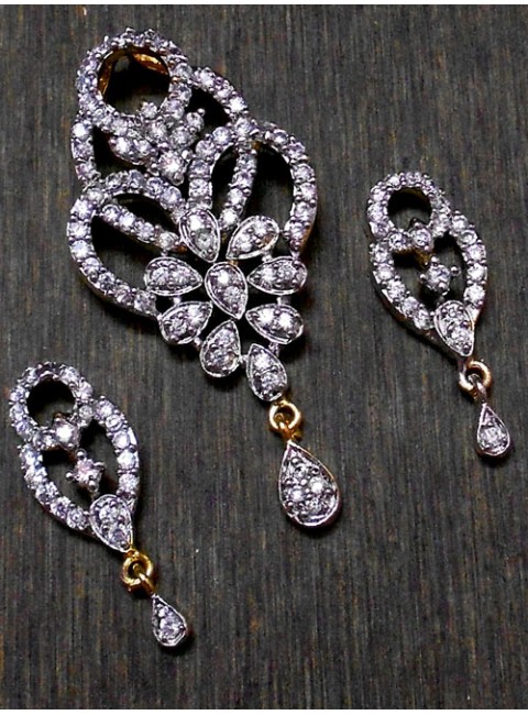 CZ Pendant With Earrings